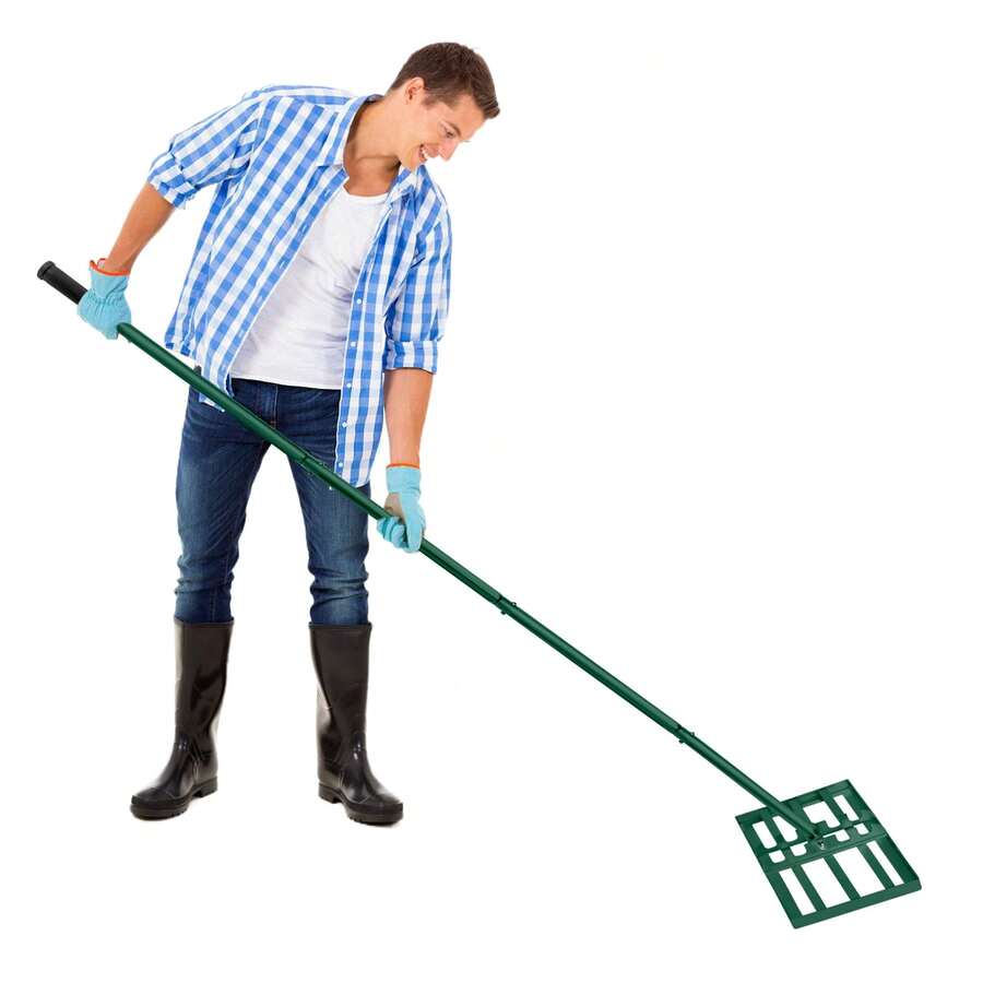 Lawn Squeegee Stainless Steel Lawn Levelling Rake With Adjustable Length Handle, Lawn Squeegee For Sanding, Pulling, Leveling Rake, Surface Leveler For Golf Course, Garden - Green 25*75cm - View 1