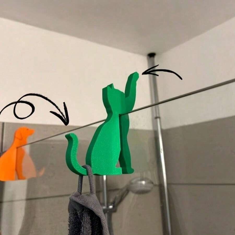 2pcs 8mm Bathroom Shower Hooks, No Drilling Or Adhesive Required, Plastic Hooks - Bathroom Towel Storage, Towel And Clothes Hooks, Glass Door Organizer (Suitable For Glass Partition), Cute Design Auxiliary Hooks