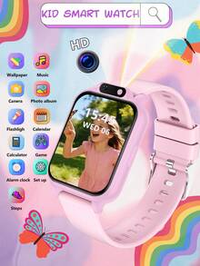 2025款青少年智能手表，300mAh电池，内置18款益智游戏，触摸屏，USB接口，摄像头，计步器，日历和闹钟 - 多色硅胶表带，运动设计，适合6-12岁儿童，万圣节和圣诞节的完美礼物，趣味学习工具，时尚青少年手表，佩戴舒适，互动设备，专为青少年设计 - 彩色 - 查看 14