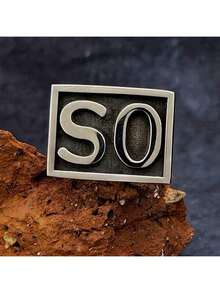 1pc Stainless Steel SO NS Hip Hop Ring, Fashionable Unisex Design, Great Gift For Friends, Dad, Coworkers - Black - View 18