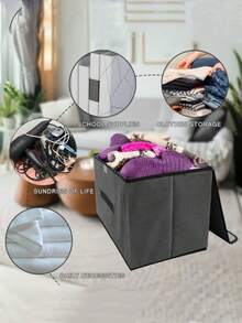 2pcs/1pc Foldable Storage Basket, Underwear, Socks, Clothes Portable Storage Box, Dustproof Moisture-Proof Wardrobe Storage Box, Non-Woven Fabric Storage Basket, Multi-Functional Storage Basket - View 9