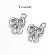 5pcs/Pack Stainless Steel Bowknot Heart Pendant, Elegant Fashion Pendant Necklace Bracelet Charm, Extension Chain Jewelry DIY - Butterfly Heart Pendant - View 14