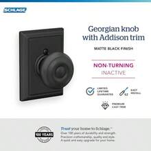Schlage F170 GEO 622 ADD - perilla de puerta georgiano con ribete Addison manija de puerta falsa sin giro de una cara negro mate - Mate negro - Ver 3