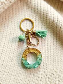 1pc Cute Green Mini Bell Christmas Keychain, Letter Keyring With Tassel, Suitable For Keys, Wallet, Handbag, Backpack, Holiday Christmas Gift, Home Decor - Green - View 13