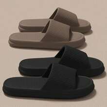 Men's Summer Silent Slippers Indoor Home Bathroom Non-Slip Soft Sole Anti-Odor Sandals Women's Comfortable Lightweight - màu đen - Xem 2