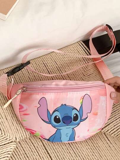 Riñonera de moda con costuras - Riñonera ajustable con cinturón en rosa brillante, adecuada para viajes, senderismo y uso diario, riñonera con estampado de dibujos animados de moda, práctica y segura, puede guardar el teléfono y la billetera, bolsa deportiva ligera tipo bandolera