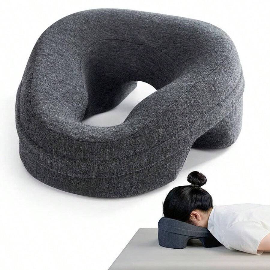 Almohada facial para cama reposacabezas de masaje almohada facial después de la cirugía ocular recuperación posterior a los ojos o bronceado en la playa durmientes propensos con diseño - Grisoscuro - Ver 1