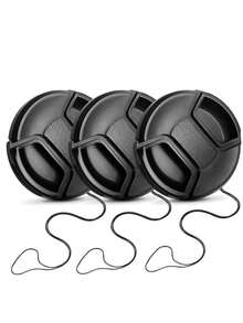 3件套镜头盖，适用于奥林巴斯、宾得单反相机，黑色，37mm/40.5mm/43mm/46mm/49mm/52mm/55mm/58mm/62mm/67mm/72mm/77mm/82mm - 黑色 - 查看 20