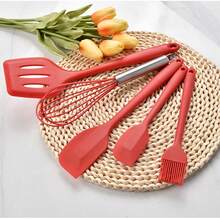 5pcs Silicone Kitchen Utensil Set, Heat Resistant Baking Tools Including Spatula, Basting Brush, Whisk, Long Handle, Suitable For Cooking, Baking And Grilling - View 4