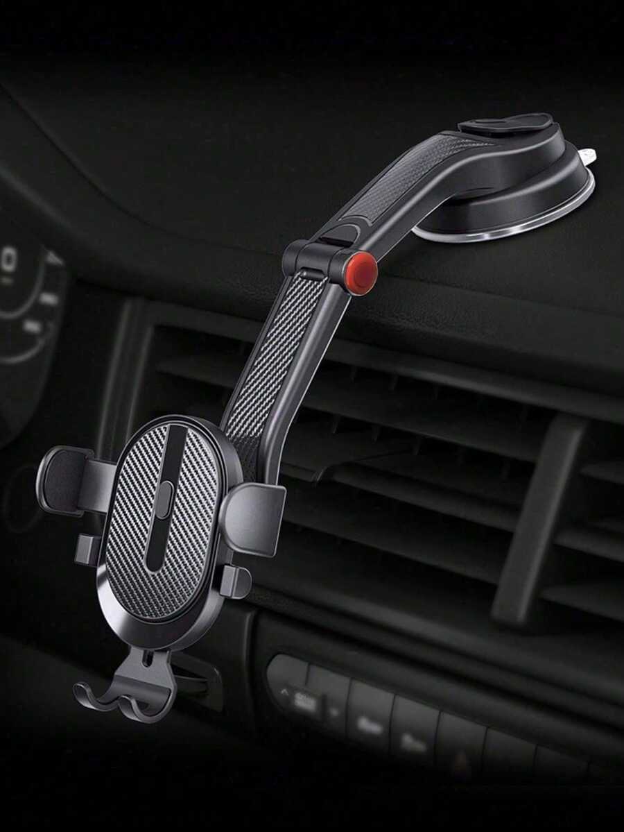 1个吸盘式车载手机支架，吸盘式车载手机支架，适用于仪表盘和挡风玻璃的手机/平板电脑支架，安装简便，带可调节臂，一键释放 - 黑色- ES-23支架 - 查看 1