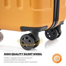 YONSLY 4-Piece Wheeled Suitcase Set With 360° Wheels, Combination Lock, Robust Double Zipper, Mesh Pocket, Soft Rubber Handle, 16/20/24/28 Inch Trolley Suitcase, Hard Shell Carry-On Luggage Set (4-Piece Set, S, M, L & XL) - 橘色 - 查看 4
