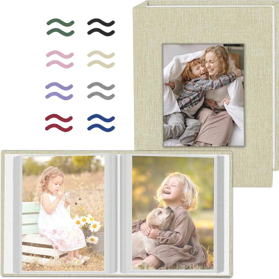 Bộ 2 album ảnh 4x6 inch, album nhỏ bằng vải lanh có ngăn đựng 80 ảnh với 40 túi, quà tặng cho phụ nữ, các bà mẹ, gia đình và em bé. - A - Xem 1