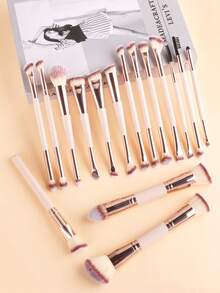 ronshadow 16pcs Professional Dual-Ended Makeup Brush Set, Foundation Contour Concealer + Eye & Brow Detail Brushes, Dual-Fiber Easy Application, Portable Makeup Tools - Multicolor - View 2