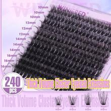 Winifred Cluster Eyelash Extensions Wispy Lash Clusters Thick Volume Individual Lashes 50D Lash Extension D Curvature Eyelash Clusters 16mm DIY Faux Mink Eyelash Extension (240pcs) - 濃密型-50D 睫毛簇 - 查看 5