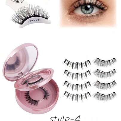 3 paires de faux cils magnétiques, style naturel, réutilisables, livrés avec un recourbe-cils et 5 brosses à cils, sans colle nécessaire, styles assortis, faciles à porter et à retirer, effet de maquillage naturel, convient pour le maquillage quotidien, de fête, de scène, de banquet. Convient également comme cadeau pour la Fête des femmes/la Saint-Valentin/un festival de musique/Noël/la veille de Noël/Thanksgiving