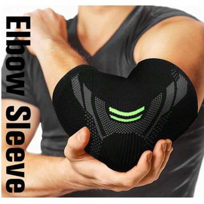 1件装透气肘部压缩套针织前臂缓解垫护肘，适用于举重训练和健身房锻炼