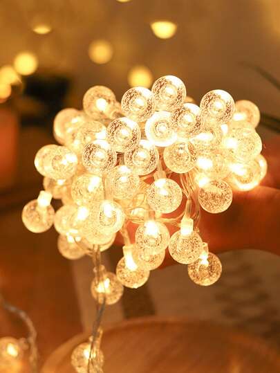 1pc 1.5/3/6m Home Decoration Led Fairy Ball String Light, Indoor Room And Outdoor Decorative Light String, Camping Tent Decor Light String, Suitable For Wedding Decoration, Bedroom Decoration, Party Decoration, Birthday Decoration, Mother's Day Decoration,Music Festivals Decor Lights,Yards Tree Decor Lights