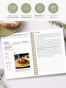 All Recipes In One: 104-Sheet Recipe Book For Easy Recipe Recording, Health Eating & Store Family Favorites, Help Plan Meals With Ease, Ideal For Home Kitchen Essentials School Office Supplies Teacher Appreciation Gifts Mothers Day Gift - Multicolor - View 4