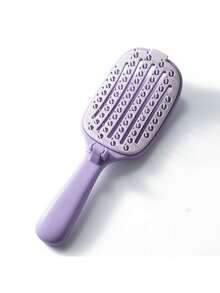 Foldable Self-Cleaning Hair Brush | One-Pull Hair Removal, Smooth Without Pulling, Convenient Foldable Design, Dry & Wet Use, Suitable For Straight & Curly Hair, ABS Plastic Handle, Nylon Bristles, Foldable Spine Comb Auto-Cleaning, Volumizing Scalp Massage Styling Comb - Multicolor - View 14