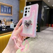 新款闪亮水钻手机壳 + 兼容苹果 11/12/13/14/15 Pro Max、三星 Galaxy S22/23/24+、A04/A05/A14/A15/A24/A25/A34/A54S - 粉色 - 查看 2