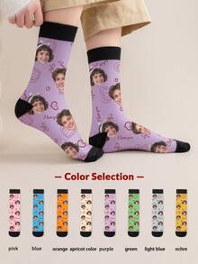 1 Đôi tất dài đến bắp chân in chữ và ảnh theo yêu cầu, tất in chữ "Người cha tuyệt vời nhất" và ảnh chàng trai đẹp trai, tất đôi dài đến bắp chân in hình ảnh độc đáo, thích hợp làm quà tặng Ngày của Cha, sinh nhật và các dịp khác. - Nhiều màu - Xem 6