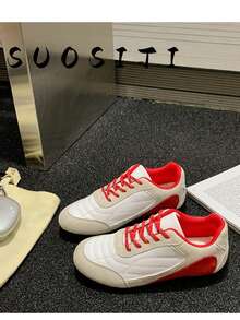 2026新款女士平底舒适休闲运动鞋 - 紅白色 - 查看 1