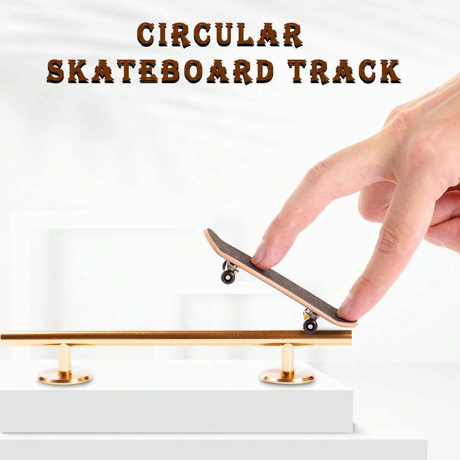 1pc 25cm Golden Round Professional Fingerboard Grind Rail, Aluminum Alloy Material, Durable & Wear-Resistant, Suitable For Advanced Professionals - Gold - View 1