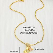 1pc Minimalist Cute Cubic Zirconia Pink Heart Gemstone Personalized Handwritten Letter Pendant Necklace, Stainless Steel Material, Fashion Casual, Customized, Unique Gift For Girlfriend, Mom, Vintage Minimalist, Unisex, Casual Cute, Customizable, Ideal Gift For Him/Her, Boyfriend, Girlfriend, Dad, Mom, Family - 彩色 - 查看 6