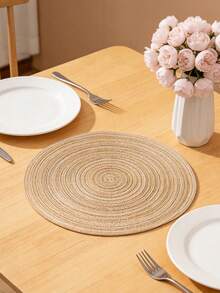 1/4/6pcs Bohemian Woven Round Placemats, Solid Color Woven Lace Tablemats, Non-Slip Pads, Home Kitchen Decor, Bowl Coasters, Suitable For Holiday Party, Birthday, Wedding, Home Decor (Multiple Colors Available) - Multicolor - View 6