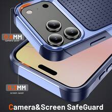 Military Industry Anti-Fall Military-Grade Anti-Drop Luxury Full-Coverage Phone Case, Suitable For IPhone 17 Pro Max, 17 Pro, 16, 15, 14 Plus, 13, 12, 11 Pro Max Plus, 17 Air, 2-In-1 Shock-Proof Protective Case - Light Purple + Royal Blue - View 2