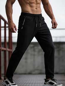 Men's Outdoor Sports Pants With Drawstring Adjustable Waist, Suitable For Outdoor Sports, Street Activities And Daily Commute Black - Black - View 4