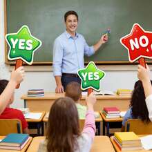 hoojojo 2/6个星形“是/否”手持投票牌，双面图案，教师课堂互动游戏道具 - 彩色 - 查看 3