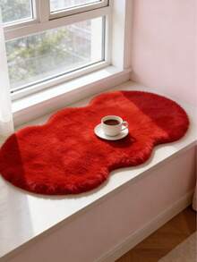 1pc Red Triple Circle Decorative Carpet, Plush Bedroom Decor For Valentine's Day, Small Rug, Carpet, Love Home Decor, Living Room Carpet, Small Living Room Rug, Bedroom Carpet, Living Room Home Decor, Outdoor Rug, Washable Carpet - Red - View 5