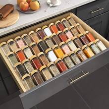 4pcs Stackable Clear Acrylic Spice Organizer , Kitchen Drawer Countertop Cabinet - Transparent - View 3