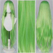 FULCRUM Heat-Resistant Synthetic Green Wig, Suitable For Parties, Halloween, Christmas, Costume, Masquerade Ball, Unisex - Lime Green - View 4