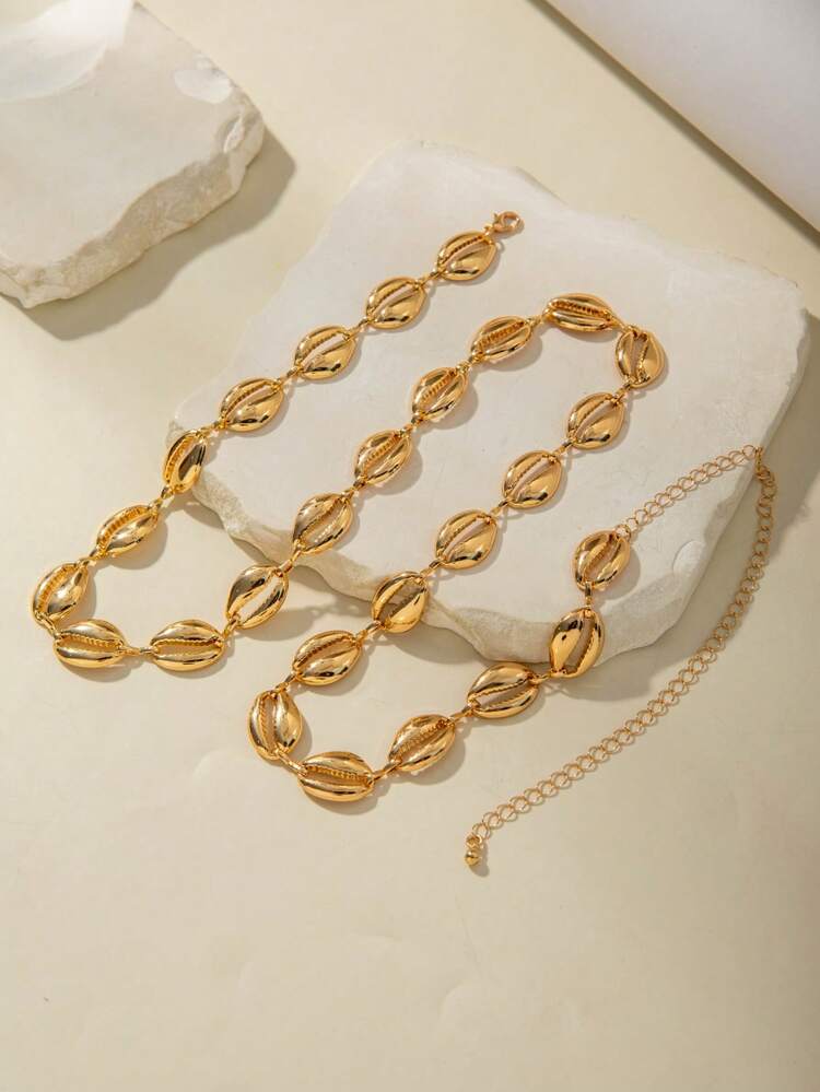 1pc Bohemian Style Hollow Metal Waist Chain, Gorgeous Gift For Women Beach Vacation - 31592-wac-g-eP - View 2