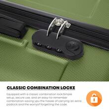 YONSLY 4-Piece Wheeled Suitcase Set With 360° Wheels, Combination Lock, Robust Double Zipper, Mesh Pocket, Soft Rubber Handle, 16/20/24/28 Inch Trolley Suitcase, Hard Shell Carry-On Luggage Set (4-Piece Set, S, M, L & XL) - 橄欖綠 - 查看 3