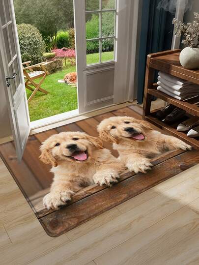 1pc Golden Retriever Puppy Pattern Washable Shower Mat/Doormat, Carpet, Living Room Carpet, Runner Carpet, Doormat, Washable Carpet, Hallway Carpet, Small Rug