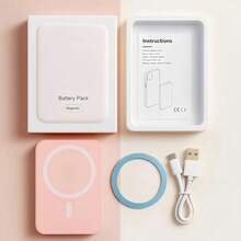 Solid Color Fast Charging Portable Power MagSafe Compatible Portable Charger, 5000mAh/10000mAh Magnetic Power Bank For IPhone 17/16/15/14/13/12, Battery Pack, Spring Easter Mother's Day Birthday Gift, Outdoor Travel Use - Pink - View 10