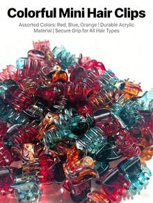 20pcs Brown + Burgundy + Green Mini Hair Clips, Suitable For Designing Women's Hairstyles, Strong Grip For Bangs And Multi-Function Clips Summer Hair Accessories Beach Claw Clips Vacay Hair Claws - Multicolor - View 2