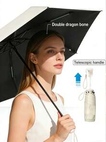 1pc Foldable 5-Fold Compact Umbrella, Dual-Use For Rain And Sun, Capsule Umbrella, UV Protection, Pocket Size, Premium Style For Women - Multicolor - View 2