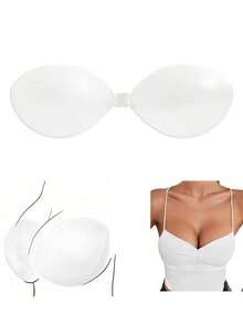 1 Pair Invisible Strapless Silicone Push-Up Bra, Suitable For Backless Dresses - Clear - View 6