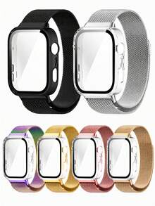 2条装不锈钢黑色磁吸表带,带屏幕保护膜,适用于华为Watch Fit 3、华为Watch Fit 4、华为Watch Fit 4 Pro,男女通用可调节替换腕带,金色、银色、玫瑰金、黑色渐变色可选,理想的圣诞节和生日礼物。 - 黑色 - 查看 4