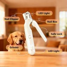 2 In 1 Pet Nail Clipper And Grinder With Dual LED Lights, USB Rechargeable Electric Nail File For Small Medium Large Dogs Cats, Quiet Pet Grooming Kit With Splash Guard, Cat Dog Claw Trimmer - A - View 3