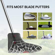 FINGER TEN Funda para putter de golf con cierre magnético y diseño de araña de PU, ajuste universal para putters de hoja, protección bordada impermeable para palos de golf - Negro - Ver 6