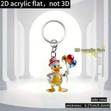 Disney 2D Plane, 1 Cute Duck Balloon Acrylic Keychain - Cute Rhinestone Little Duck, Suitable For Car Keys, Backpack (Valentine's Day Gift) - Cute Anime Keyring, 2D Plane - Multicolor - View 6