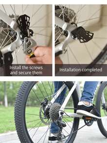 1 pieza Nuevo pedal trasero plegable de acero reforzado para bicicleta de montaña, accesorio de pedal plegable de acero de manganeso para rueda trasera de bicicleta de montaña, accesorio de pedal plegable universal para montar de pie en rueda trasera - Multicolor - Ver 7