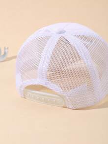 2pcs Baby Boys Casual Letter Graphic Mesh Cap Summer Sun Protection Baseball Hat Streetwear Trucker Hat - Multicolor - View 5