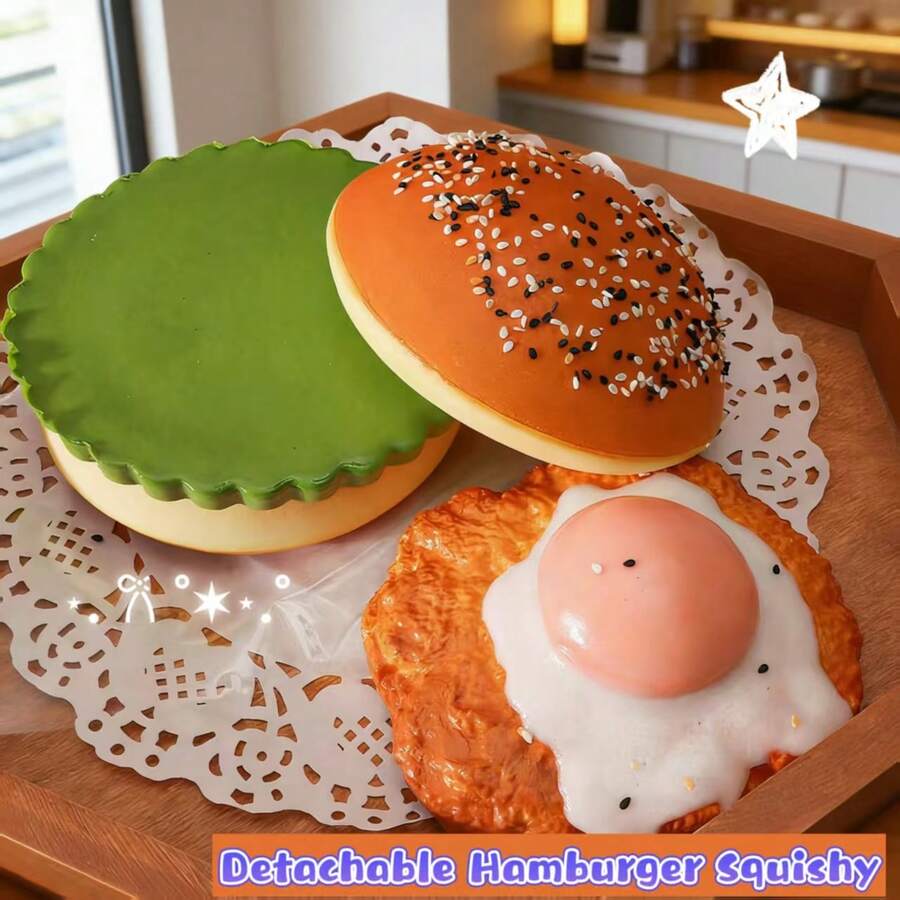 High-Quality Creative Squishies Layered Hamburger Toy, Detachable Squeeze Stress Relief Toy, Super Large Slow Rebound Pressure Relief Gadget - Multicolor - View 1