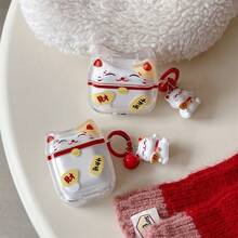 1pc Cat Ear Case, Cartoon Protective Cover Compatible With Apple 3/4, Pro 2, Pro 3, Random Orientation - Multicolor - View 2